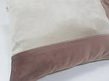 Комплект декоративних подушок Firanka Оксамит 33х28см 2шт 30х30см 1шт бежеві з коричневим (п_0607), фото 2