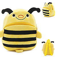 Детский плюшевый рюкзак для девочки или мальчика Пчёла Для малышей на прогулку в садик красивый
