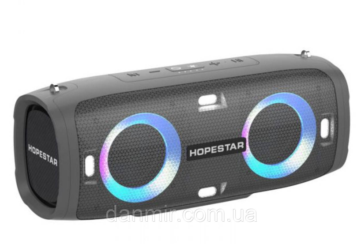 Портативна акустична Bluetooth колонка Hopestar A6 Party з LED-підсвічуванням Сіра, фото 1