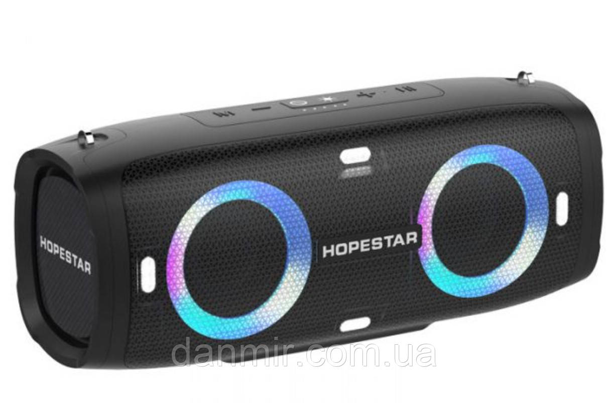 Портативна акустична Bluetooth колонка Hopestar A6 Party з LED-підсвічуванням Чорна