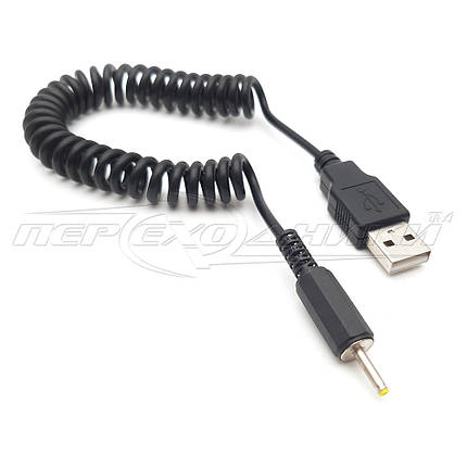 Кабель живлення USB to DC 2.5x0.7 мм, кручений 1.2м, фото 1