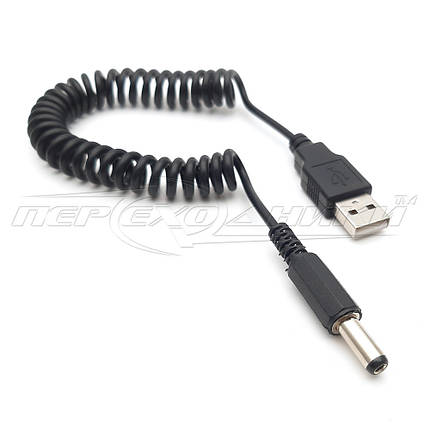 Кабель живлення USB to DC 5.5x2.1 мм, кручений 1.2 м, фото 3