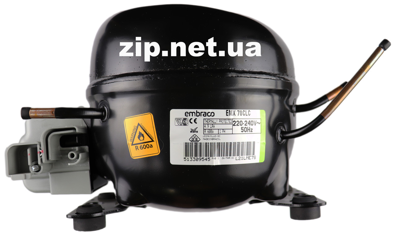 Компресор 194 W для холодильника Embraco EMX70CLC (11,2 куб.), R-600a Бразилія. гарантія 6 місяців