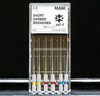 Short Barbed Broaches Mani Пульпоекстрактор Мані 25 mm 6 шт. упаковка