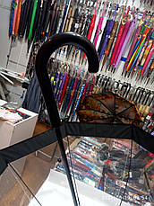 Парасолька для підлітка тростина напівавтомат Прозора з чорною облямівкою-унісекс 3460, фото 2