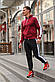 Чоловічий спортивний костюм із лампасами бавовняний — стильна бордова худі та модні чорні спортивні штани хб, фото 9