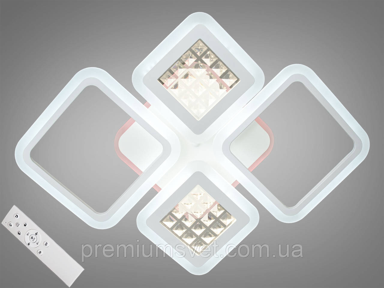 Стельова світлодіодна люстра з димером 100 W MX2723/2+2 WH LED 3 color dimmer