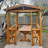 Дерев'яна альтанка 2 на 2 м, з м'якою покрівлею розбірна (на 6-8 осіб) "Париж", фото 6