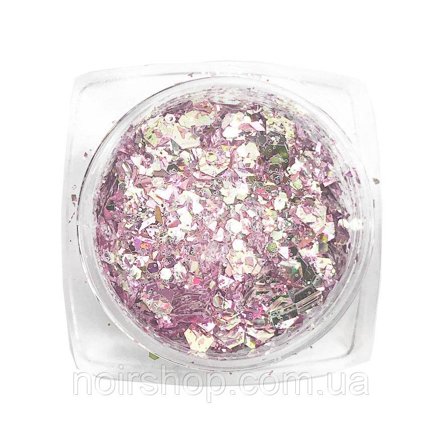Komilfo блискіточки MIX chameleon 005, мікс розмірів, (рожевий/жовтий/зелений), 1,5 г