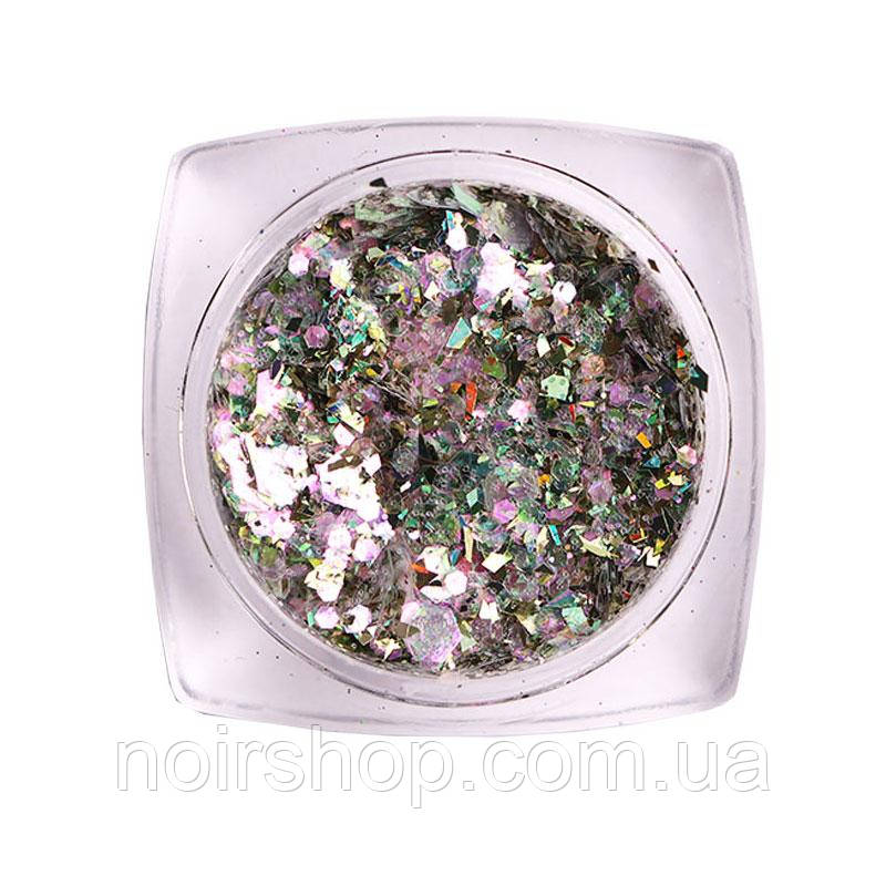 Komilfo блискіточки MIX chameleon 007, мікс розмірів, (зелений/рожевий/золотий), 1,5 г