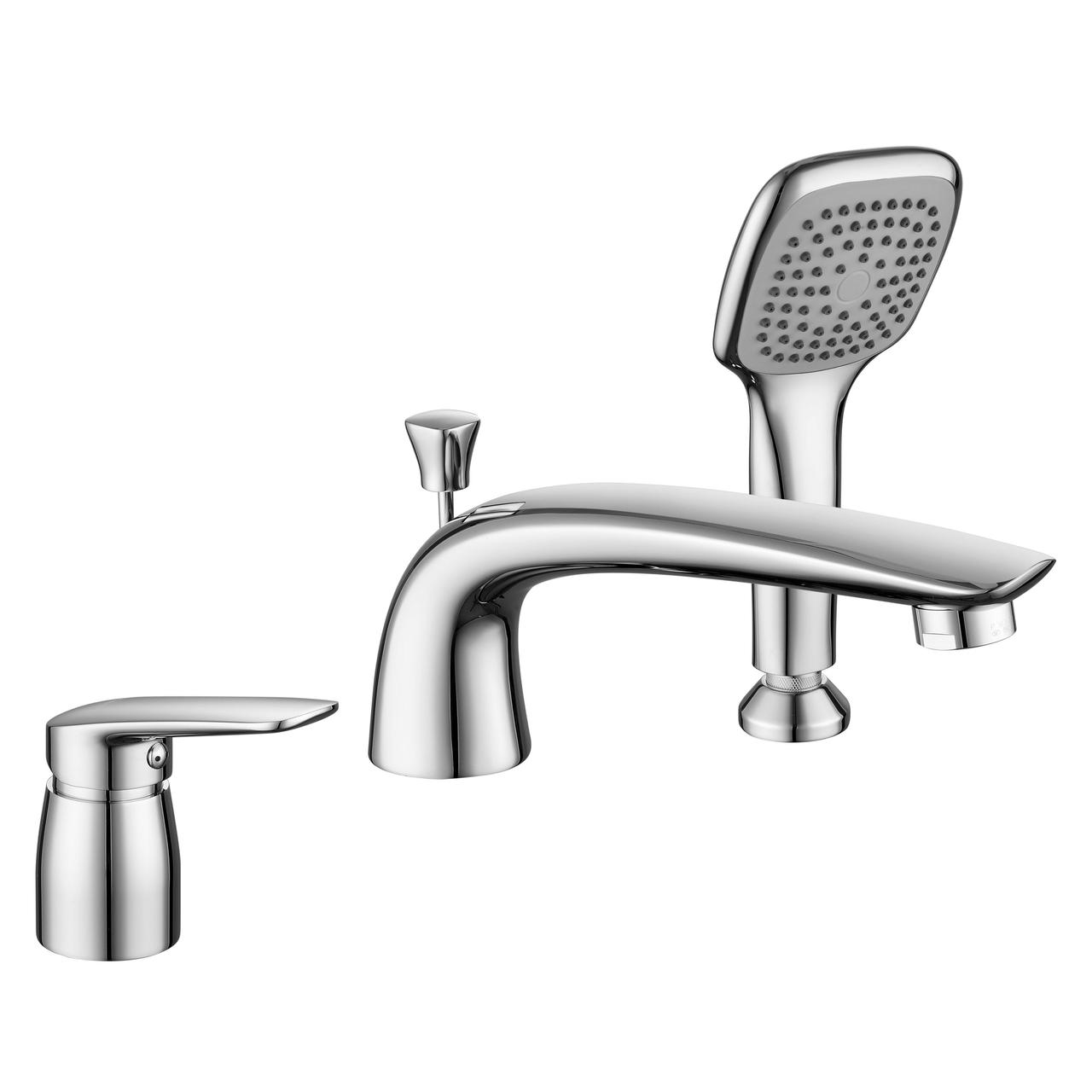 Змішувач вбудований в борт ванни на три отвори IMPRESE PRAHA хром латунь 85030 new, фото 1