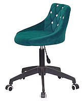 Стілець Foro SV BK-Modern Office велюр зелений В-1003 чорна хрестовина з колесами, регулювання висоти, фото 3