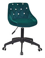 Стілець Foro SV BK-Modern Office велюр зелений В-1003 чорна хрестовина з колесами, регулювання висоти, фото 2