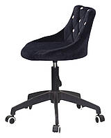 Стілець Foro SV BK-Modern Office велюр чорний В-1011 чорна хрестовина з колесами, регулювання висоти, фото 3