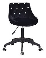 Стілець Foro SV BK-Modern Office велюр чорний В-1011 чорна хрестовина з колесами, регулювання висоти, фото 2