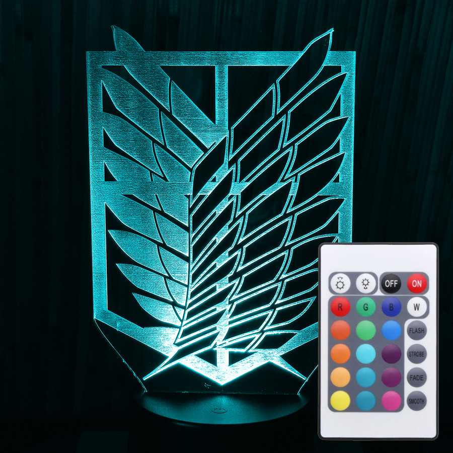 Акриловий світильник-нічник з пультом 16 кольорів Битва Титанів Крила Свободи tty-n000300