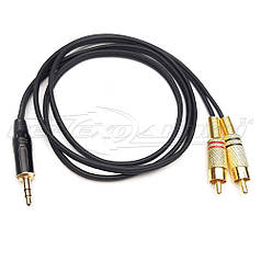 Аудіокабель jack 3.5 mm to 2RCA в екрані (добру якість + )