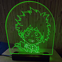 Акриловый светильник-ночник Изуку Мидория (Izuku Midoriya) зеленый tty-n000152