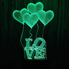 Акриловий світильник-нічник Кохання серце зелений tty-n000333