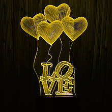 Акриловий світильник-нічник Кохання серце жовтий tty-n000335