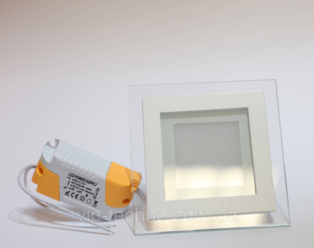 Led світильник 12W КВАДРАТ зі склом вбудовується
