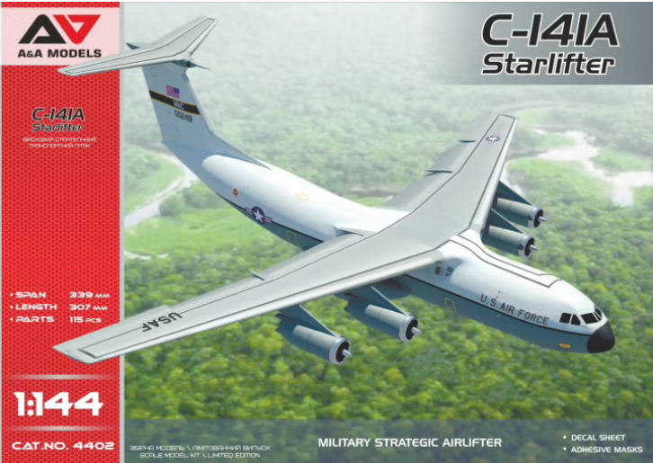 Пластикова модель 1/144 A&A Models 4402 американський військово-транспортни літак Lockheed C-141A Starlifter