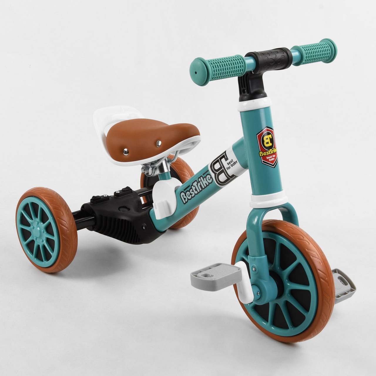 Каталка біговел Велосипед 2в1 Best Trike 73543 Бірюзовий з регулюваним сидінням від 1,5 років (105415)