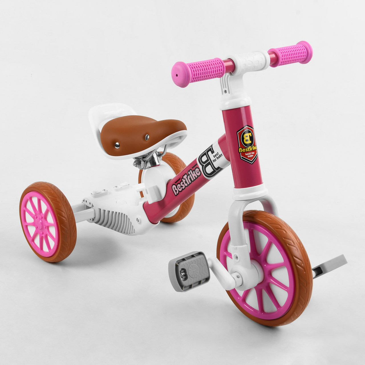 Каталка біговел велосипед 2в1 Best Trike 15996 Рожевий з регульованим сидінням від 1,5 років (05418)
