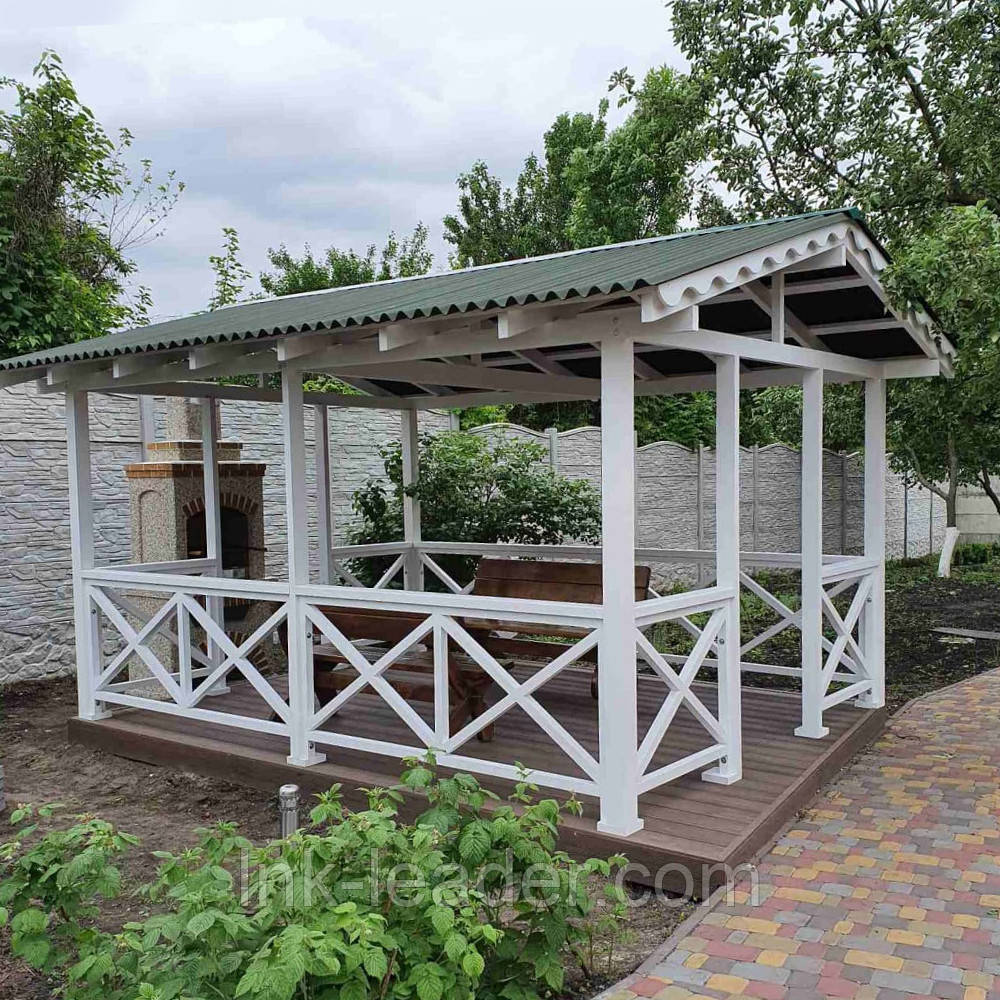 Дерев'яна альтанка 3 на 4 м, розбірна (на 14-16 осіб) "Оскар"