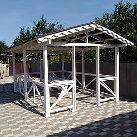 Дерев'яна альтанка 3 на 4 м, розбірна (на 14-16 осіб)