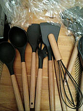 Лопатки для кухни Kitchen Art з бамбуковою ручкою + стакан, фото 2