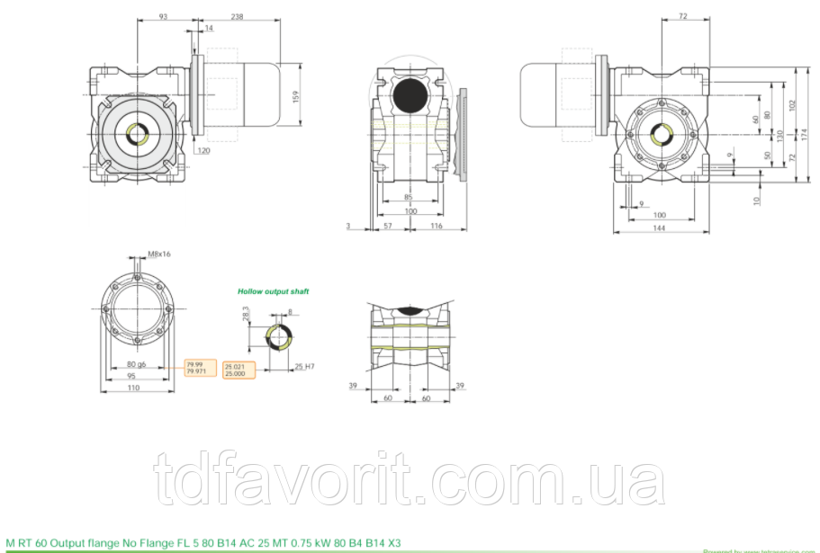 Купить Мотор-редуктор Varvel MRT 60 B3 5 MT 0,75 80 4 B14 230/400/50 Х3 ...