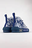 Жіночі кеди Dior B23 High - Top Sneakers Blue, сині кросівки діор б23 хай топ, фото 4