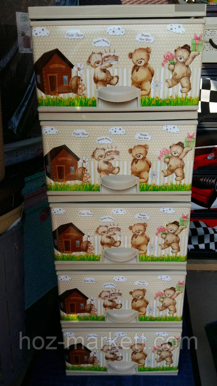 Комод дитячий Ведмедик беж на 5 ящиків Туреччина, фото 1