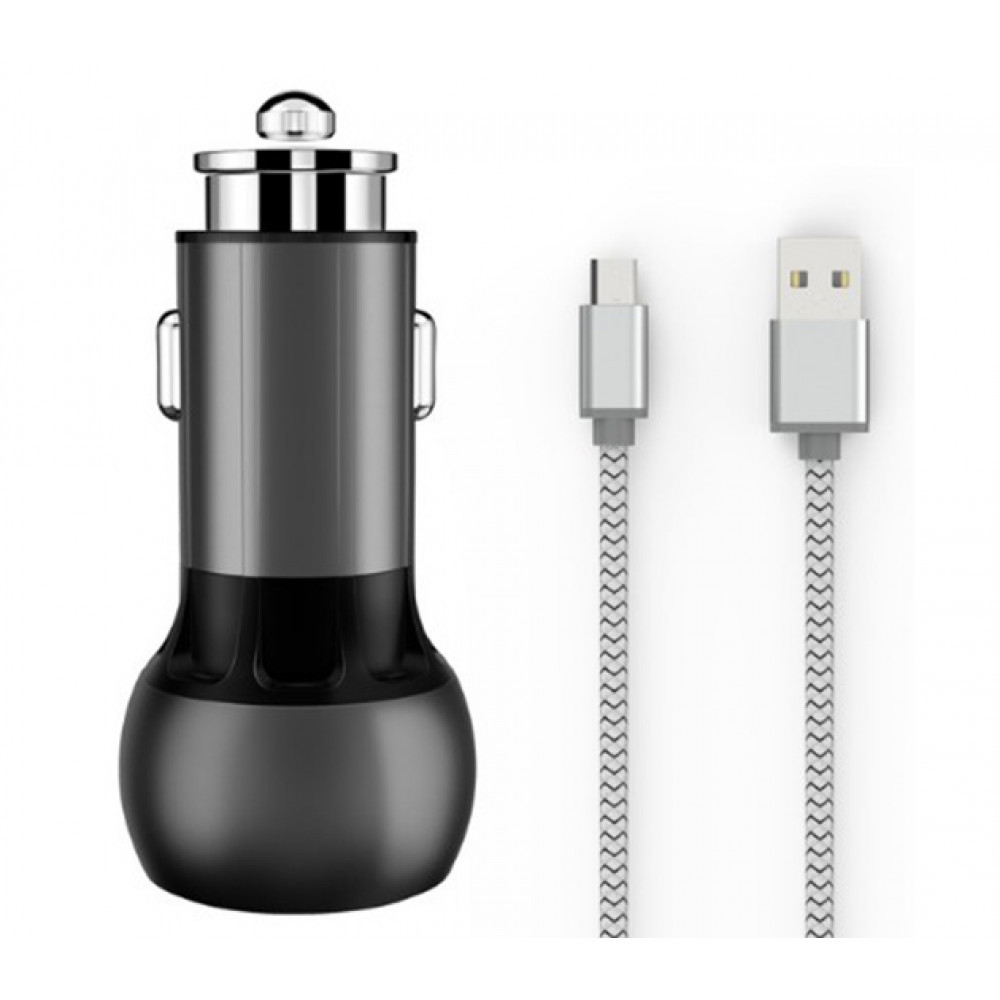 Автомобільний зарядний пристрій LDNIO DL-C503Q, QC 3.0 + кабель Micro USB 1м Gray