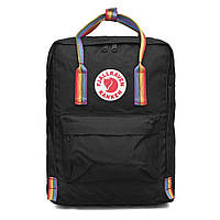 Модный городской рюкзак kanken fjallraven фиолетовый сумка канкен Радуга портфель Rainbow с радужными ручками черный