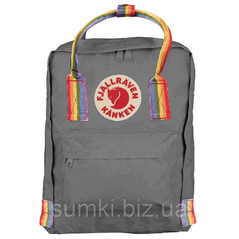 Модный городской рюкзак kanken fjallraven фиолетовый сумка канкен Радуга портфель Rainbow с радужными ручками серый - фото 1 - id-p1464790349
