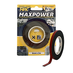 MAXPOWER OUTDOOR — 6 мм х 2 м — чорна двостороння стрічка HPX (скотч) для екстремальних навантажень