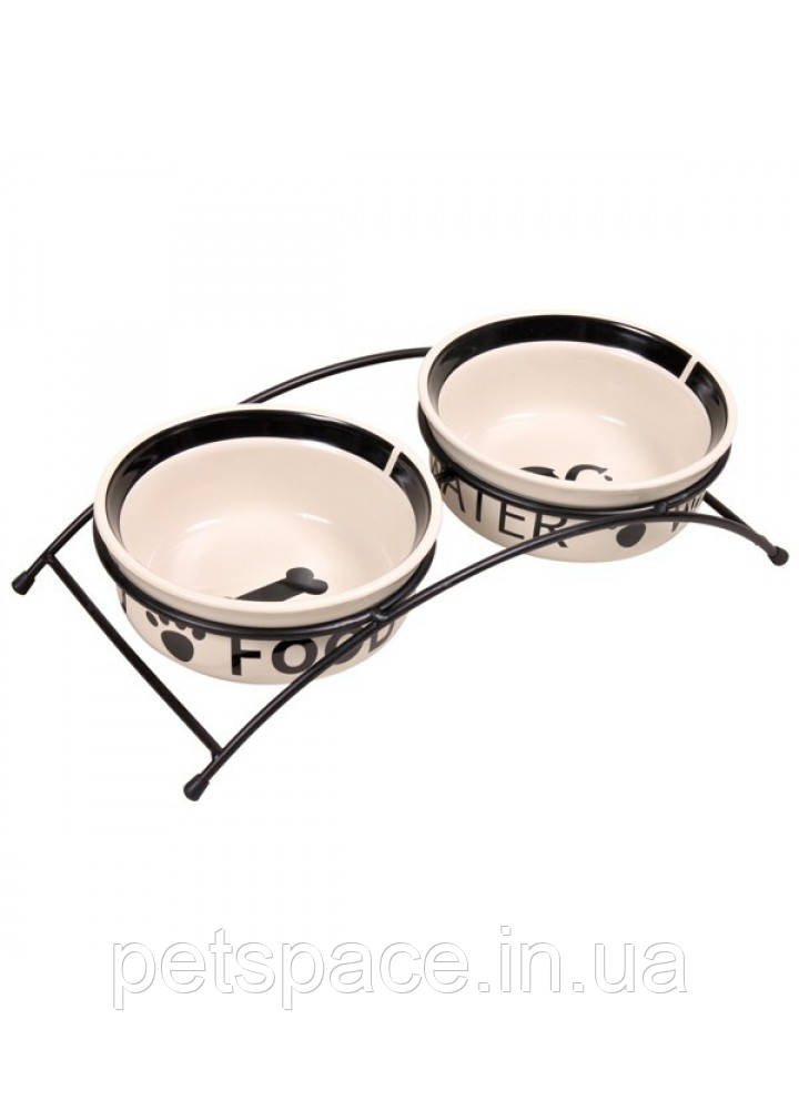Керамічні миски для собак на металевій підставці Trixie Eat on Feet (Тріксі) 2/600мл/15см., фото 1