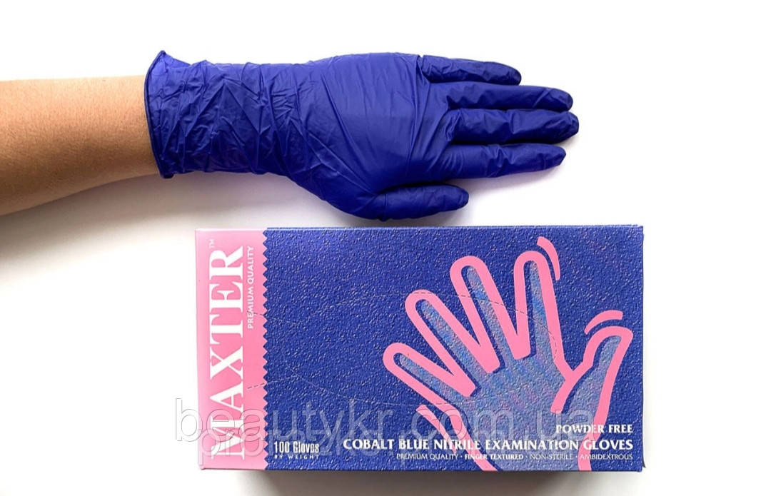 Захисні нітрилові рукавички MAXTER COBALT BLUE (6-7), S, сині, 100 шт.