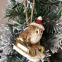 Совушка на санках, 9см, 2 дизайну підвісні новорічні прикраси для декору