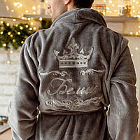 Теплый мужской халат с индивидуальной вышивкой