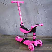 Самокат-беговел для дівчинки З амортизаторами і батьківською ручкою Кермо регулюється Best Scooter BS-26566