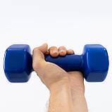 Набір для фітнесу 2в1 килимок для фітнесу та спорту (каремат) + гантелі 2шт по 3 кг OSPORT Set 18 (n-0049) Синій, фото 5