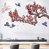 Вінілові наклейки на стіну, шафа "Квітуча сакура — Японія!" 93см*1м66см (2листа90*60см), фото 2