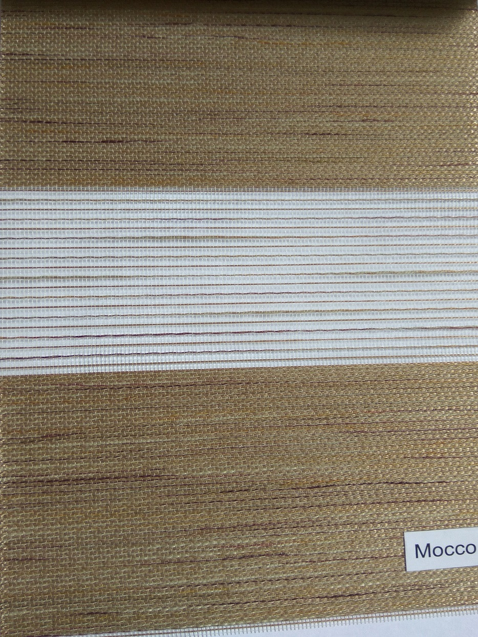 Ролети тканеві День-Ніч Кантрі мокко рулонні штори з натуральною фактурою, фото 1