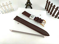 Шкіряний ремінець для наручних годинників Nagata 18 мм Spain темно-коричневий гладкий із золотою пряжкою