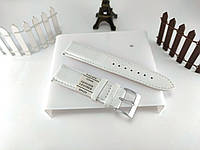 Кожаный ремешок для наручных часов белый Nagata 22 мм Spain гладкий - натуральная кожа серебристая пряжка