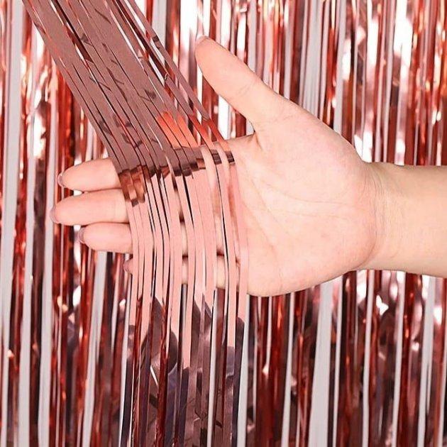 Фольгована шторка "Смужка" рожеве золото (1х2м.) 1шт.