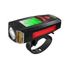 Велофара з комп'ютером, сигналом і сигналізацією AS0808-XPG+2LED(yellow)+2COB(red), виносна кнопка, Waterproof, аккум., ЗУ microUS, фото 4